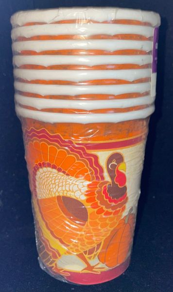 BOGO SALE - Turkey Time Dinner Party Cups, 9oz, 8ct - Thanksgiving