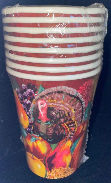 BOGO SALE - Thanksgiving Dinner Party Cups, 8ct - 9oz - Hot/Cold - Turkey