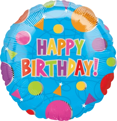 (#14) Happy Birthday Round Foil Balloon, 18in - Blue