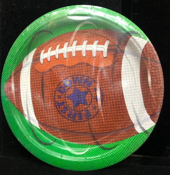 *First Down Football Party Luncheon Plates, 7in - 8ct