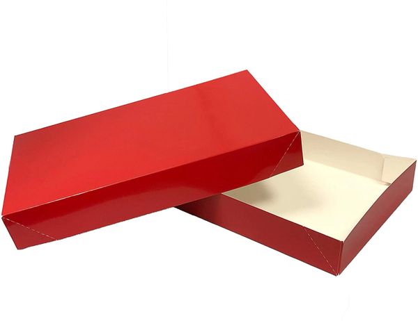 Red Gift Boxes - Shirt Box - 2pc Apparel Boxes - 15 x 9.5 x 2in