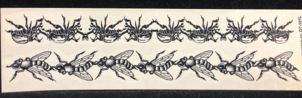 BOGO SALE - Black Tribal Band Tattoo, Insect Temporary Body Art - under $20 - After Halloween Sale