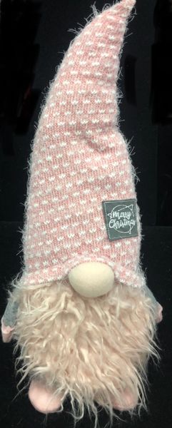 Big Gnome Plush, 18in - Pink Beard, Gray - Holiday Decorations - Christmas Gift Ideas