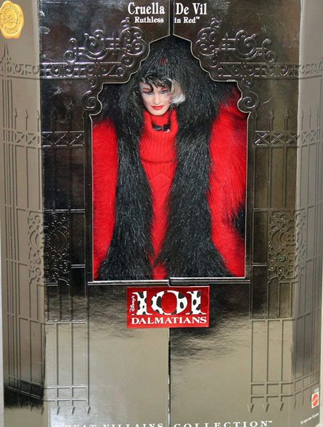 DOLL SALE - Rare Vintage Barbie Cruella De Vil Ruthless in Red Great Villains 101 Dalmatian Collector Doll - 1997