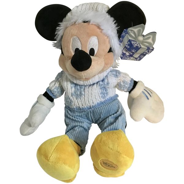 Rare Winter Mickey Mouse Plush in Sweater, 16in Snowflake Sweater - Holiday Novelty Gifts - Hanukkah