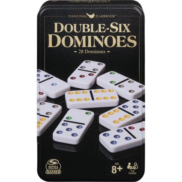 Double Six Dominoes Set in Storage Tin - Colorful Dominoes