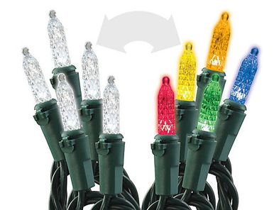 *100 Lights, Sylvania Battery Operated Lights, Color Changing Multicolor, White Lights, Green Wire