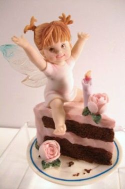 My Little Kitchen Fairies: Piece Of Chocolate Cake Happy Birthday Fairy - 2002 - by Enesco