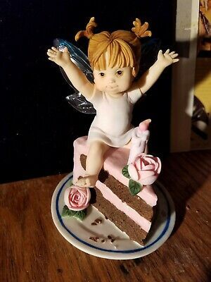My Little Kitchen Fairies: Piece Of Chocolate Cake Happy Birthday Fairy - 2002 - by Enesco