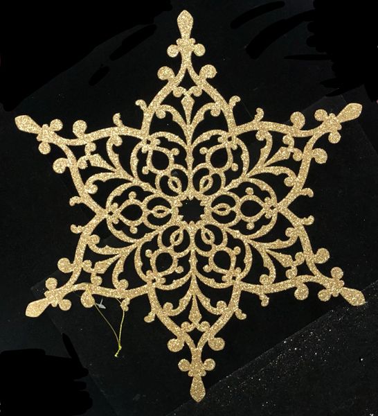 Giant Gold Glitter Snowflake Winter Decoration , 12in - Holiday Sale