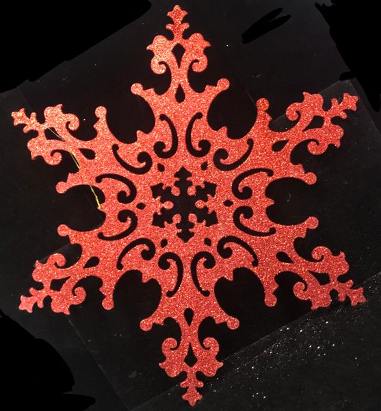 Giant Red Glitter Snowflake Winter Decoration , 12in - Holiday Sale