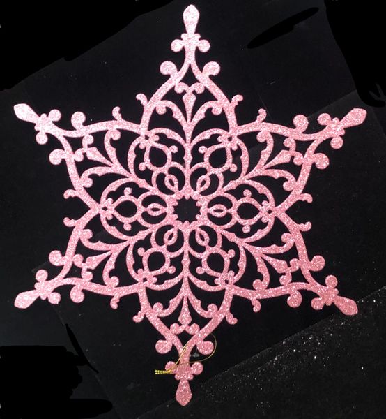 Giant Pink Glitter Snowflake Winter Decoration, 12in - Holiday Sale