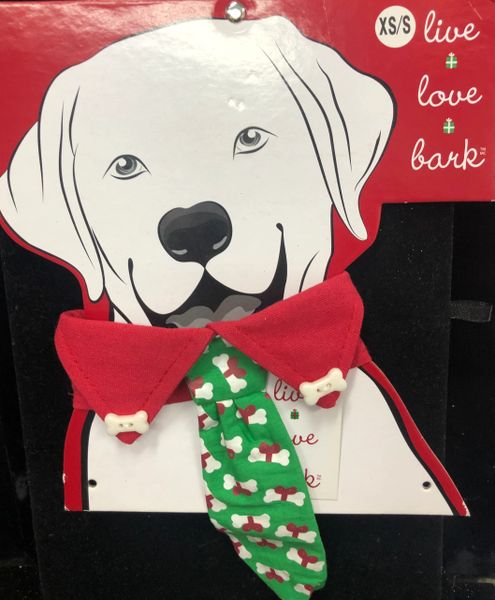 Live Love Bark Christmas Pet Necktie, Dog - XS/SM - Dog Gifts - Holiday Sale