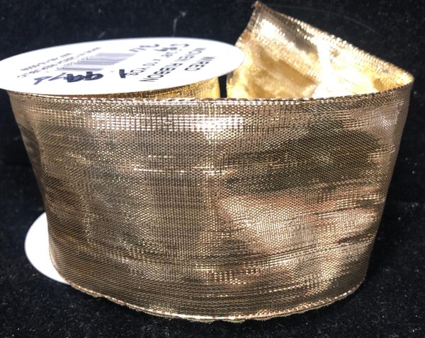 SALE - Roll of Wired Woven Gold Ribbon, 2 3/8 x 10yds - Christmas Holiday