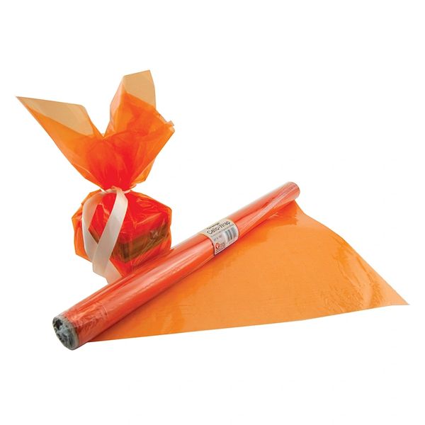 Orange Cellophane Wrap - 20in x 5ft - Thanksgiving - Halloween