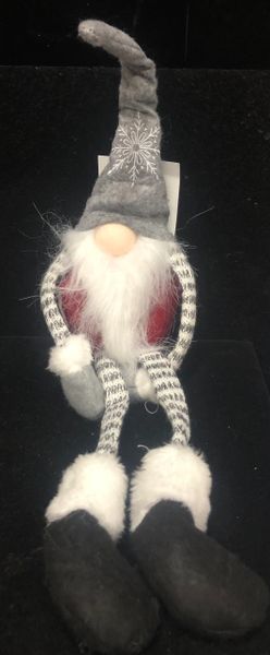 Christmas Gnome Shelf Sitter, 15in, Red, Gray - Holiday Novelty Gifts