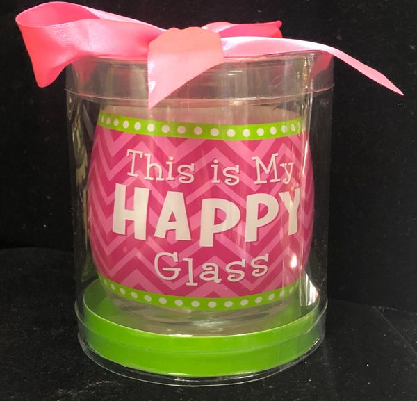 *Pink Stemless Wine Glass, This is My HAPPY Glass", 16oz - Mom Gifts - Mother's Day