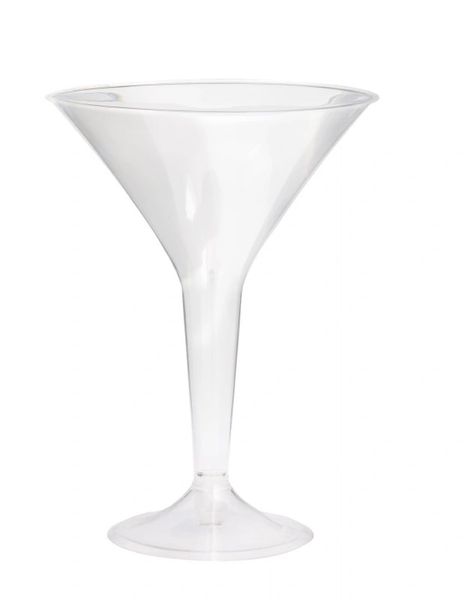 BOGO SALE - Clear Martini Glasses, 8oz, 4 Each - Plastic Party Glasses - Holiday Sale