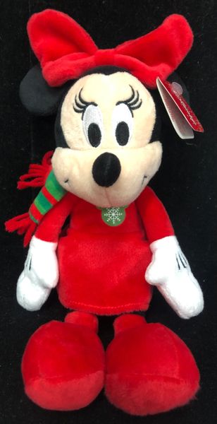 Christmas Minnie Mouse Plush, Red Dress, 10in - Christmas Holiday Novelty Gifts