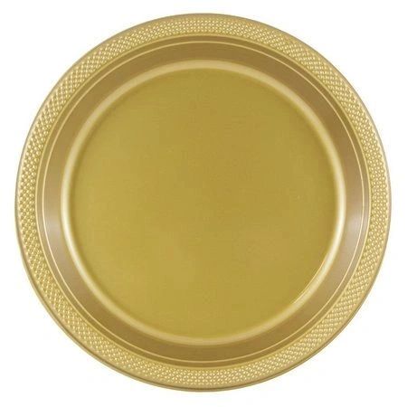 10 Gold Plastic Plates, 9in - Birthday - Anniversary - Holiday Sale - Graduation - Celebration - Gold Plates