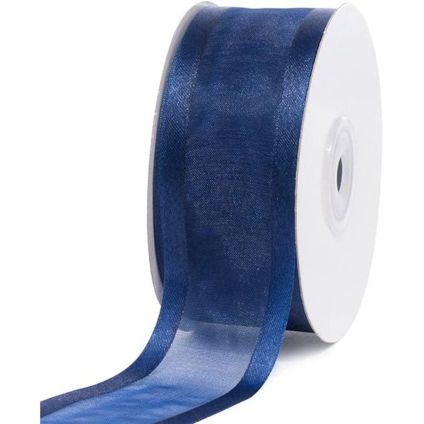 Navy Blue Organza Sheer Ribbon 1-1/2in x 25yds with Satin Edge - Chanukah Holiday Sale