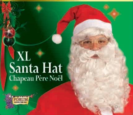 Plush Santa Hat with Fur Trim, Red - Christmas Holiday Party Novelty - under $20