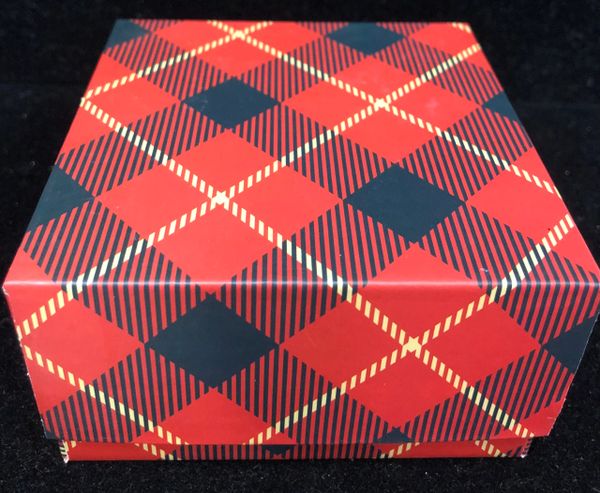 Red Plaid Gift Boxes, 4x2in - 2 piece set