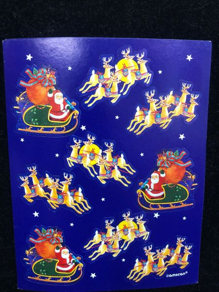 Santa Sleigh & Reindeer Stickers - 2 Sheets - Christmas