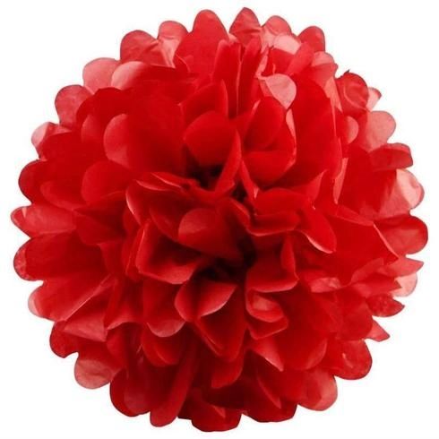 Red Tissue Pom Pom, DIY Paper Flower, 12in - Red Decorations - Holiday Sale