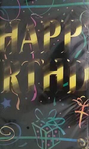 Birthday Brilliance Black Party Table Cover - 54x98in