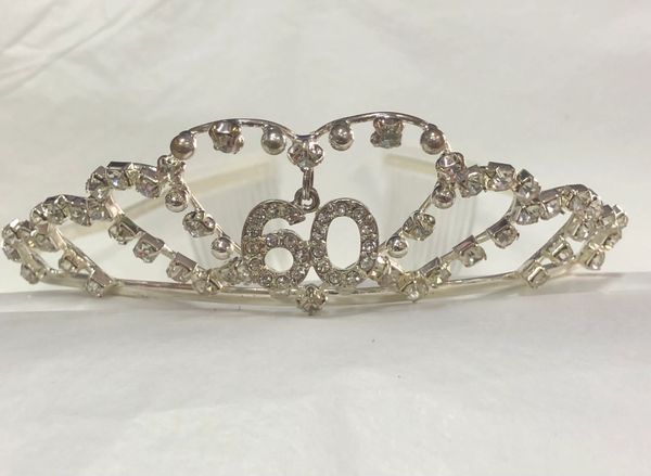 Silver Sparkling Rhinestone 60th Birthday Tiara, Crown