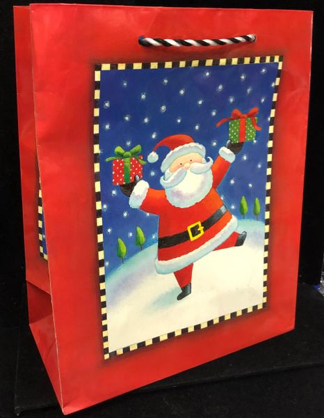 Christmas Santa Gift Bag, Large, 13in - Red - Holiday Sale