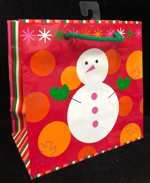 Christmas Gift Bag, Snowman - Medium, 7in - Red - Holiday Sale