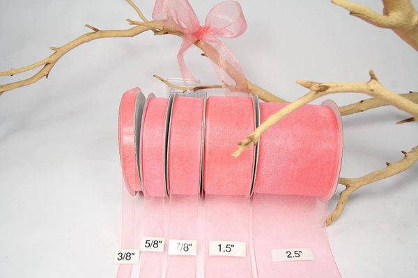 Coral Organza Sheer Ribbon 7/8 x 25yds