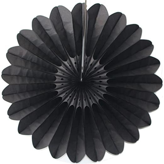 Black Tissue Fan Decorations - 27in - Paper Fan - Black Decorations