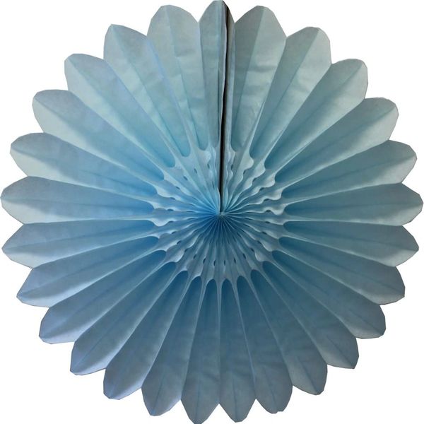 Light Blue Paper Tissue Fan - 27in