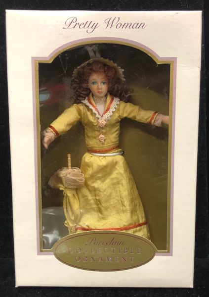DOLL SALE - Rare Pretty Woman Porcelain Doll, Yellow Dress, 7in, 2003