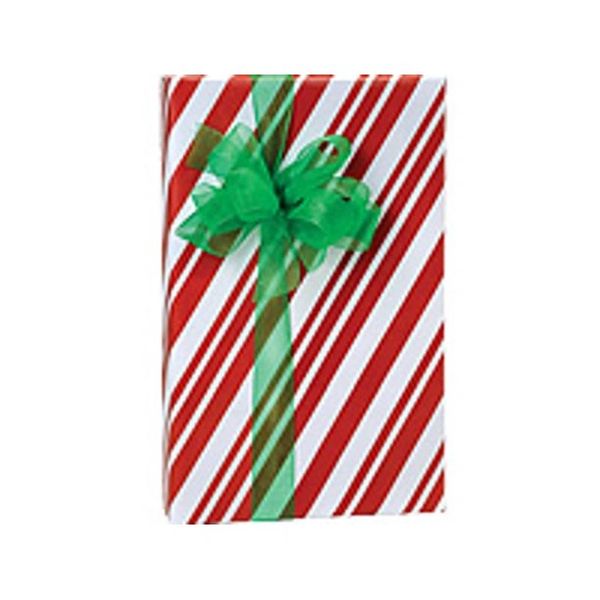 Holiday Candy Cane Red Stripe Snowman Gift Wrap, 30 x 5ft - Christmas