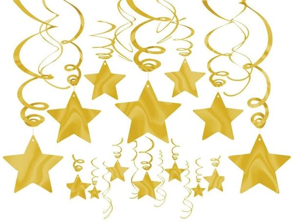 *Gold Metallic Star Swirl Decoration Kit, 30pcs - NYE - Graduation - Congrats!