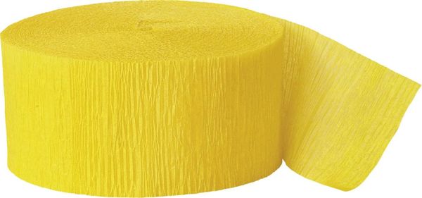 * Bright Yellow Crepe Streamers, 81ft - Yellow Decorations