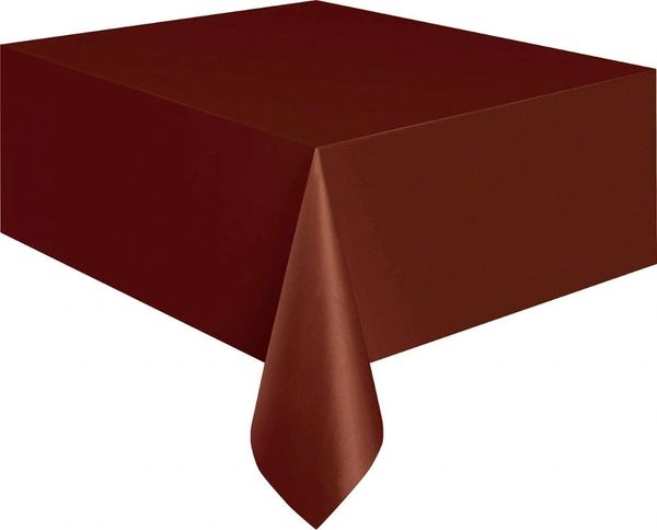 Brown Solid Rectangle Plastic Table Cover - 54x108in