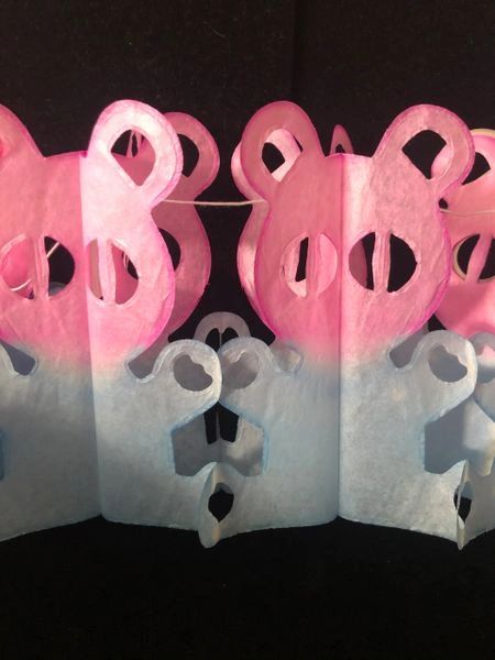 BOGO SALE - 3D Teddy Bear Cutout Garland Decoration, Pink & Blue , 8ft - Baby Shower