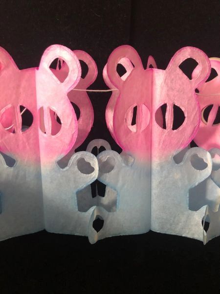 3D Teddy Bear Cutout Garland Decoration, Pink & Blue , 8ft - Baby Shower