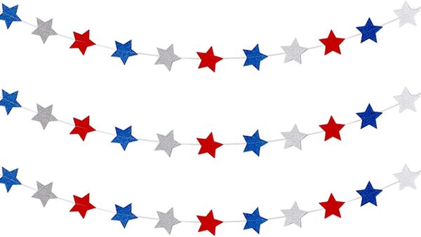 BOGO SALE - Patriotic Party Stars Garland Decoration - 9ft, Red, White, Blue