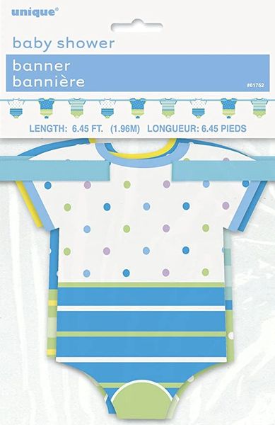 Blue Polka Dot Onesie Boy Baby Shower Garland Decoration, 6.5ft