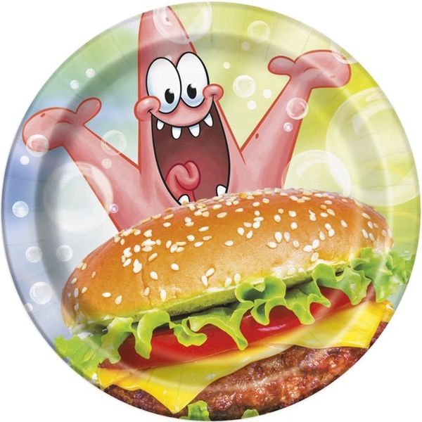*SpongeBob and Patrick Birthday Party Cake Plates, 7in - 8ct