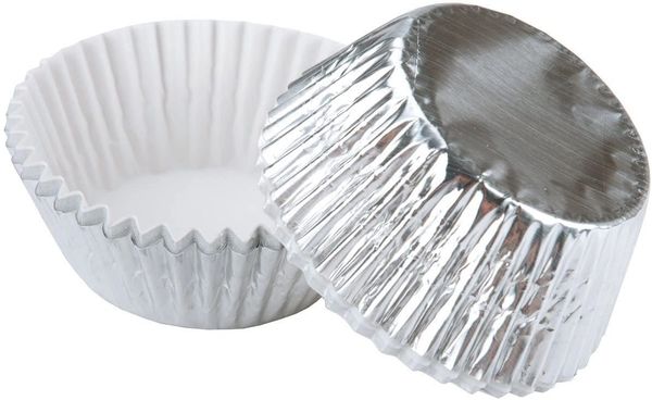 Silver Metallic Baking Cups, 24ct - Foil Cupcake Wrappers