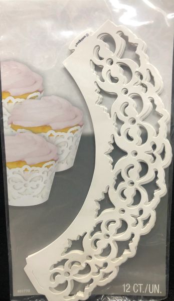 *White Lace Cupcake Wrappers, 12ct - Bridal Shower Party - Wedding