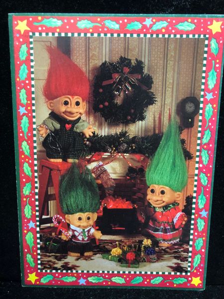 Rare Vintage Trolls Holiday Card - by Russ Berrie - Discontinued - Christmas Card - 1ct