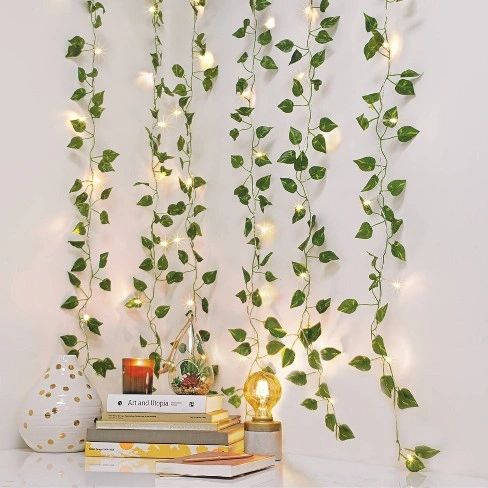 66 Lights LED Vine Curtain String Lights Warm White - 6 Strands - 366 Faux Leaves